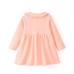 Babyhug Cotton Knit Full Sleeves Text Printed Frock with Bloomer - Peach