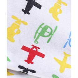 Babyhug Cotton Knit Full Sleeves Night Suit with Air Planes Print - White