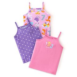 Babyhug 100% Cotton Sleeveless Slips Polka Dot Print Pack of 3 - Multicolour