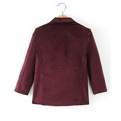 Babyhug Velvet Full Sleeves Party Wear Blazer Solid Colour - Maroon