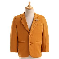 Babyhug Full Sleeves Solid Colour Party Wear Blazer with Graphic Printed T-Shirt - Mustard & Black
