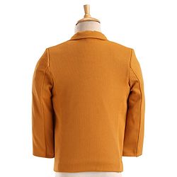 Babyhug Full Sleeves Solid Colour Party Wear Blazer with Graphic Printed T-Shirt - Mustard & Black