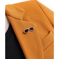 Babyhug Full Sleeves Solid Colour Party Wear Blazer with Graphic Printed T-Shirt - Mustard & Black