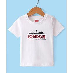 Babyhug Woven Full Sleeves Cordurory Blazer With Text Print T-Shirt - White & Maroon