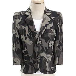 Babyhug Woven Full Sleeves Camouflage Blazer with Text Printed Inner Tee - Black