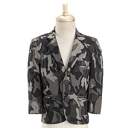 Babyhug Woven Full Sleeves Camouflage Blazer with Text Printed Inner Tee - Black