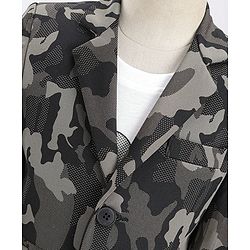 Babyhug Woven Full Sleeves Camouflage Blazer with Text Printed Inner Tee - Black