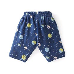 Babyhug Cotton Interlock Knit Full Sleeves Front Open Night Suit Space Print - Navy Blue