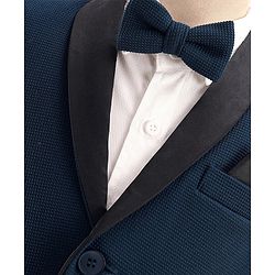 Babyhug Woven Full Sleeves Stretch Fit Party Suit With Bow - Navy Blue