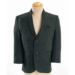 Babyhug Woven Full Sleeves Three Piece Solid Colour Party Suit with Bow - Green & Black