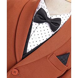 Babyhug Woven Full Sleeves Stretch Fit Five Piece Party Suit Solid Colour-  Rust & Black