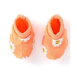 Babyhug 100% Cotton Knit Floral Print Mittens & Booties - Multicolor