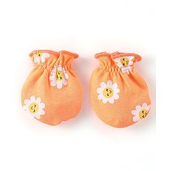 Babyhug 100% Cotton Knit Floral Print Mittens & Booties - Multicolor