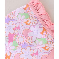 Babyhug 100% Cotton Knit Floral Print Tie Knot Cap Pack of 2 - Pink