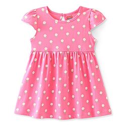 Babyhug 100% Cotton Knit Cap Sleeves Frock Floral & Bunny Print Pack of 2 - Yellow & Pink