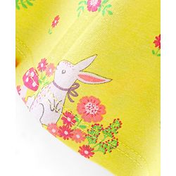 Babyhug 100% Cotton Knit Cap Sleeves Frock Floral & Bunny Print Pack of 2 - Yellow & Pink