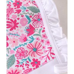 Babyhug 100% Cotton Knit Floral Print Tie Knot Cap - Pink