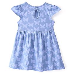 Babyhug 100% Cotton Knit Half Sleeves Frock With Butterfly Print Pack Of 2 - Pink & Blue