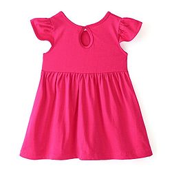 Babyhug 100% Cotton Knit Half Sleeves Frock With Butterfly Print Pack Of 2 - Pink & Blue