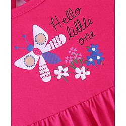 Babyhug 100% Cotton Knit Half Sleeves Frock With Butterfly Print Pack Of 2 - Pink & Blue