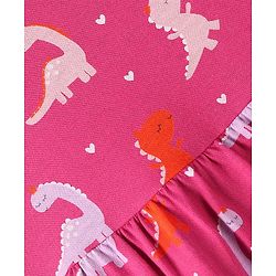 Babyhug 100% Cotton Knit Half Sleeves Frock With Dino Print & Striped Pack Of 2 - Pink & Peach