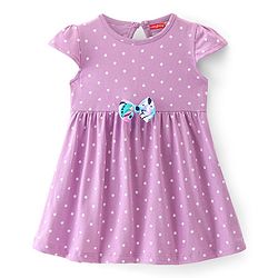 Babyhug Cotton Knit Cap Sleeves Floral Printed Frocks with Bow Applique Pack of 2 - Multicolour