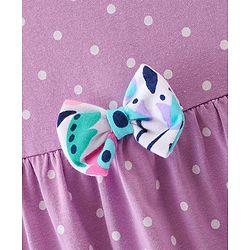 Babyhug Cotton Knit Cap Sleeves Floral Printed Frocks with Bow Applique Pack of 2 - Multicolour