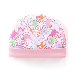 Babyhug 100% Cotton Knit Cap with Floral Print and Bow - Pink