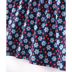 Babyhug 100% Cotton Single Jersey Knit Half Sleeves Frock With Bloomer Floral Print - Navy Blue