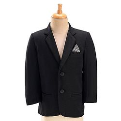 Babyhug Woven Full Sleeves Stretchable 5 Pieces Solid Party Suit with Bow Tie - Black