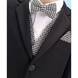 Babyhug Woven Full Sleeves Stretchable 5 Pieces Solid Party Suit with Bow Tie - Black