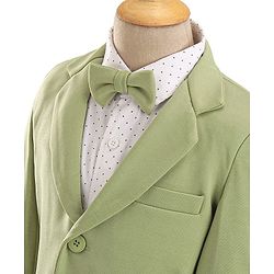 Babyhug Woven Full Sleeves Stretch Fit Party Suit With Bow - Green & White