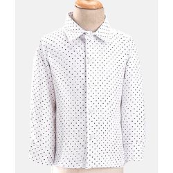 Babyhug Woven  Full Sleeves Polka Dot Print Party Suit With Velvet Waist Coat - Navy Blue
