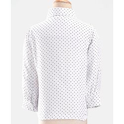 Babyhug Woven  Full Sleeves Polka Dot Print Party Suit With Velvet Waist Coat - Navy Blue