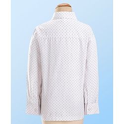 Babyhug Full Sleeves Velvet Party Suit with Bow Solid & Polka Dot Print - White & Maroon