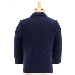 Babyhug Woven Full Sleeves Three Piece Solid Colour Party Suit with Bow - Navy Blue & Light Blue