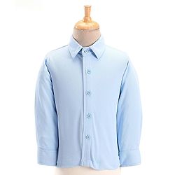 Babyhug Woven Full Sleeves Three Piece Solid Colour Party Suit with Bow - Navy Blue & Light Blue