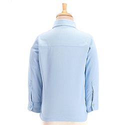 Babyhug Woven Full Sleeves Three Piece Solid Colour Party Suit with Bow - Navy Blue & Light Blue