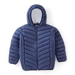 Babyhug Full Sleeves Quilted Jacket Solid Color - Navy Blue