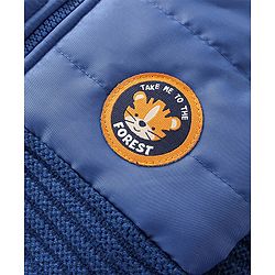 Babyhug Full Sleeves Front Open Sweater Tiger Patch - Navy Blue