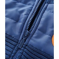 Babyhug Full Sleeves Front Open Sweater Tiger Patch - Navy Blue