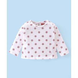 Babyhug 100% Cotton Knit Reindeer Printed Frock Style Onesie with Full Sleeves Inner Tee & Headband - Red