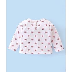 Babyhug 100% Cotton Knit Reindeer Printed Frock Style Onesie with Full Sleeves Inner Tee & Headband - Red