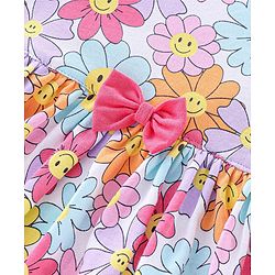 Babyhug 100% Cotton Knit Full Sleeves Onesie Floral Printed - Multicolour