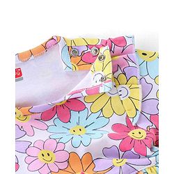 Babyhug 100% Cotton Knit Full Sleeves Onesie Floral Printed - Multicolour