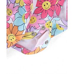 Babyhug 100% Cotton Knit Full Sleeves Onesie Floral Printed - Multicolour