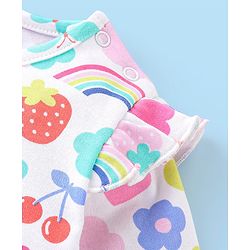 Babyhug 100% Cotton Knit Full Sleeves Floral Printed Frock Style Onesie  - Multicolour