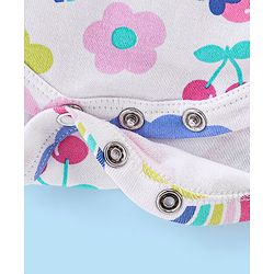Babyhug 100% Cotton Knit Full Sleeves Floral Printed Frock Style Onesie  - Multicolour
