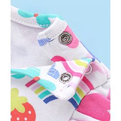 Babyhug 100% Cotton Knit Full Sleeves Floral Printed Frock Style Onesie  - Multicolour