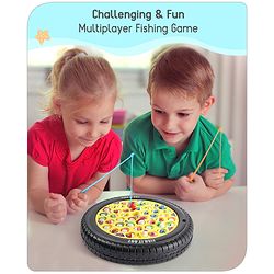 Babyhug Tyre Musical Fish Catching Game With Rotating Board 45 Fishes- Multicolour